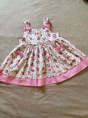 Baby Girls White Dress with Pink Rose Print 6-9 Months